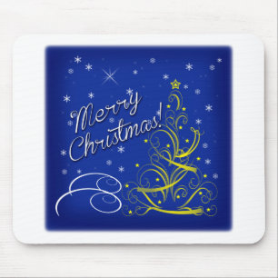 Blue Christmas Mouse Pad