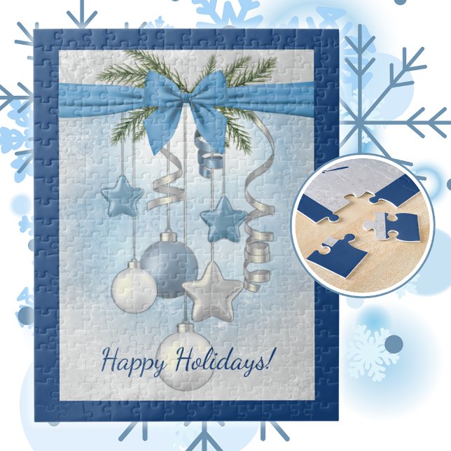 Blue Christmas Multiple Ornaments 11"x14"  Jigsaw Puzzle (Creator Uploaded)