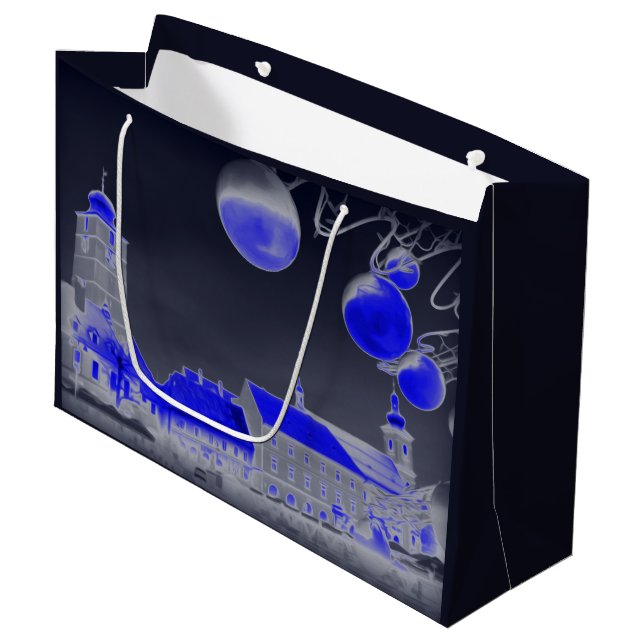 Blue Christmas night Large Gift Bag (Front Angled)