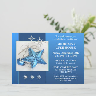 Blue Christmas Open House or Party Invitation