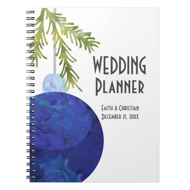 Blue Christmas Ornament, Wedding Planner Notebook (Front)