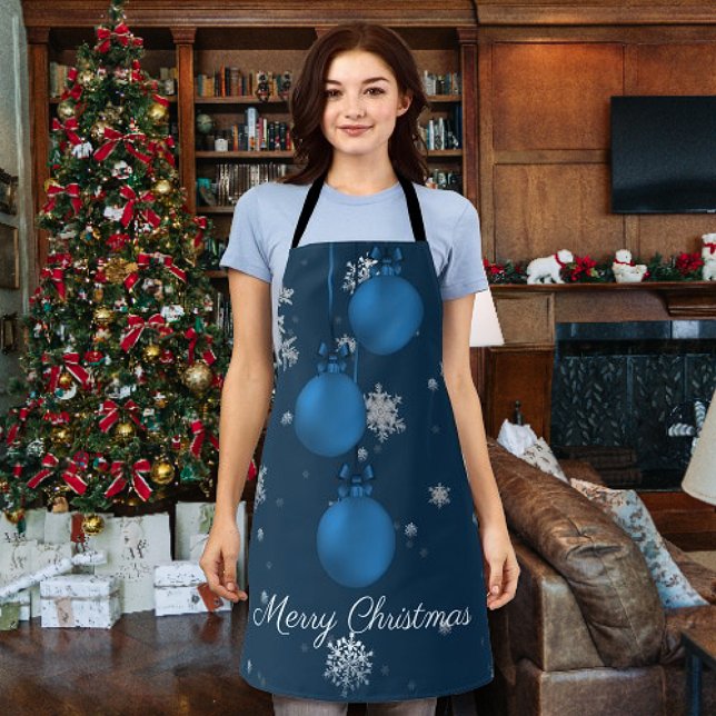 Blue Christmas Ornaments Apron (Blue Christmas Ornaments Apron)