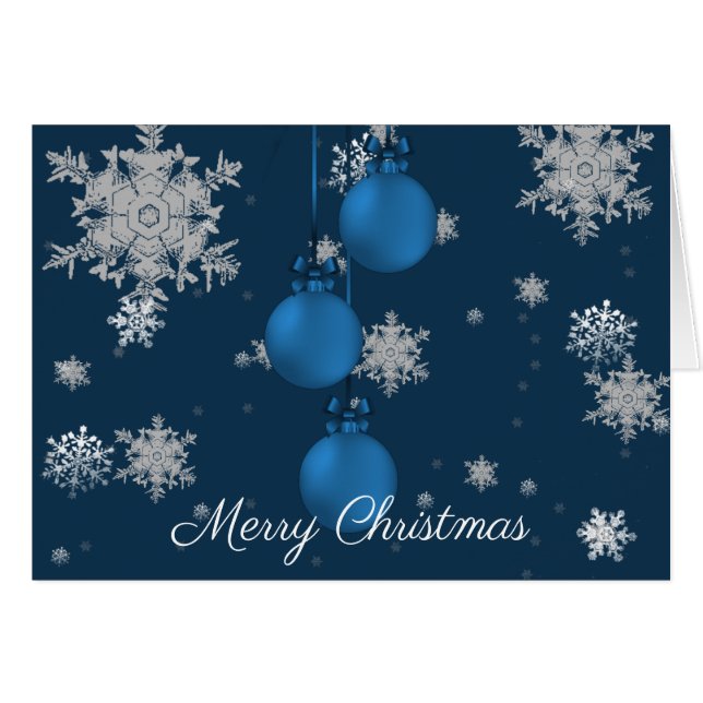 Blue Christmas Ornaments Greeting Card (Front Horizontal)