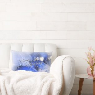 Blue Christmas Ornaments Merry Christmas Lumbar Cushion