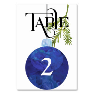 Blue Christmas OrnamentWedding Reception Table Number