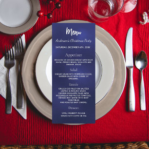 Blue Christmas party dinner menu card