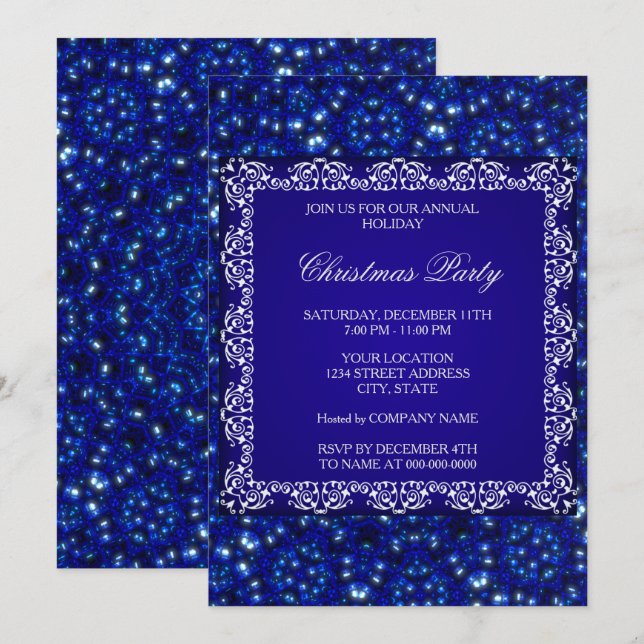 Blue Christmas Party Holiday Invitation (Front/Back)