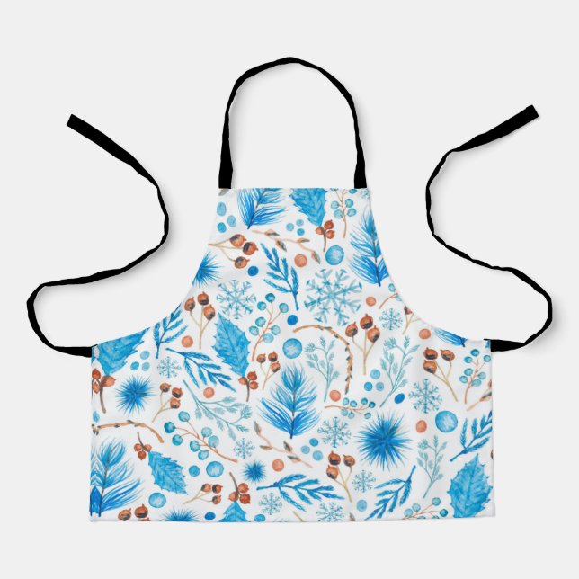 Blue Christmas Pattern Apron (Front)