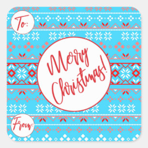 Blue Christmas Pattern Gift Stickers
