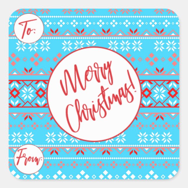 Blue Christmas Pattern Gift Stickers (Front)