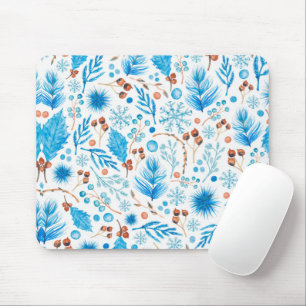 Blue Christmas Pattern Mouse Pad