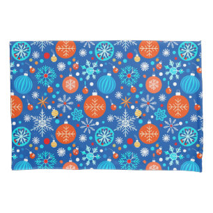 Blue christmas pattern pillowcase