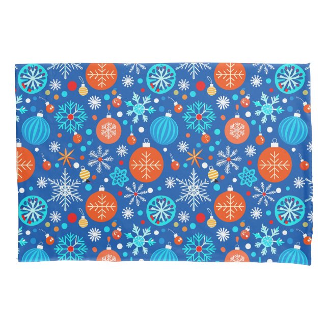Blue christmas pattern pillowcase (Front)