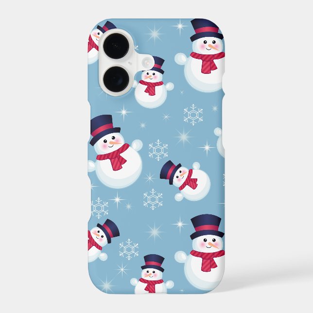 Blue Christmas Pattern With Snowmen And Snowflakes (Back)