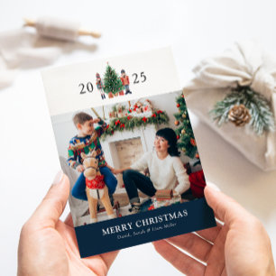 Blue Christmas Photo Collage Holiday Card