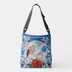 Blue Christmas Photo Frame Crossbody Bag