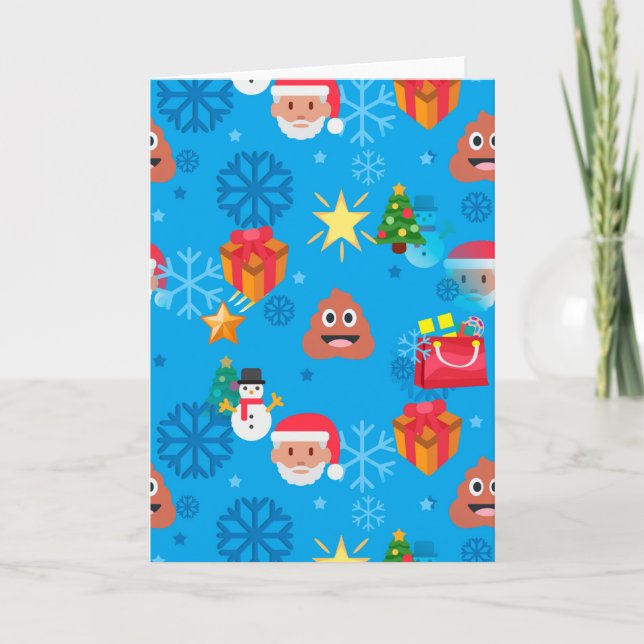 blue christmas poop emoji invitation (Front)