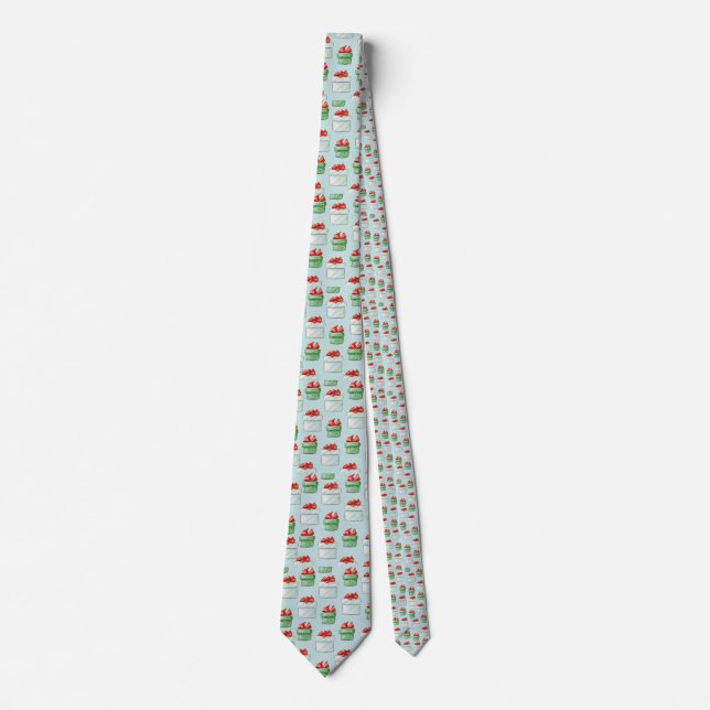 Blue Christmas Present Neck Tie (Front)