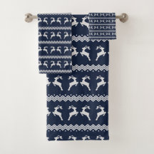 Blue Christmas Reindeer Seamless Pattern