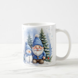 Blue Christmas - Santa and Snowman Coffee Mug
