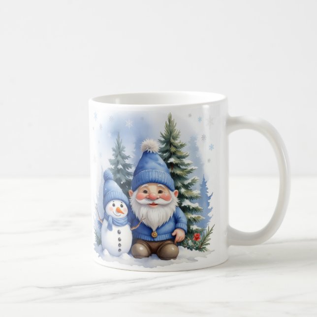 Blue Christmas - Santa and Snowman Coffee Mug (Right)