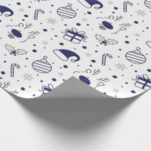 Blue Christmas Seamless Holiday Pattern Wrapping Paper