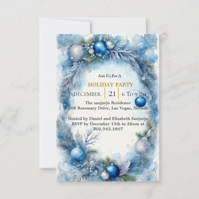 Blue Christmas Serenade: Customise Your Tune Invitation (Front)