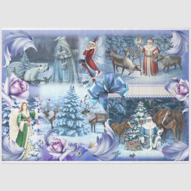 Blue Christmas Series Design 3 Tissue Paper (Front)