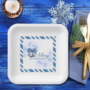 Blue Christmas Silver Bells  Paper Plate