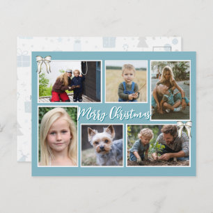 Blue Christmas Six Photos Message Postcard