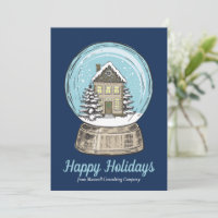 Blue Christmas Snow Globe Custom Happy Holidays