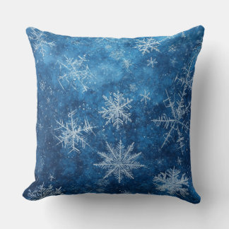 Blue Christmas Snowflake Cushion