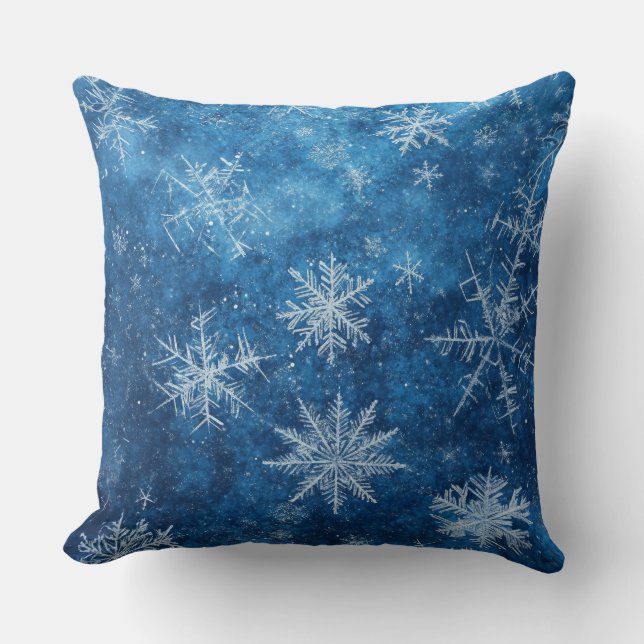 Blue Christmas Snowflake  Cushion (Front)