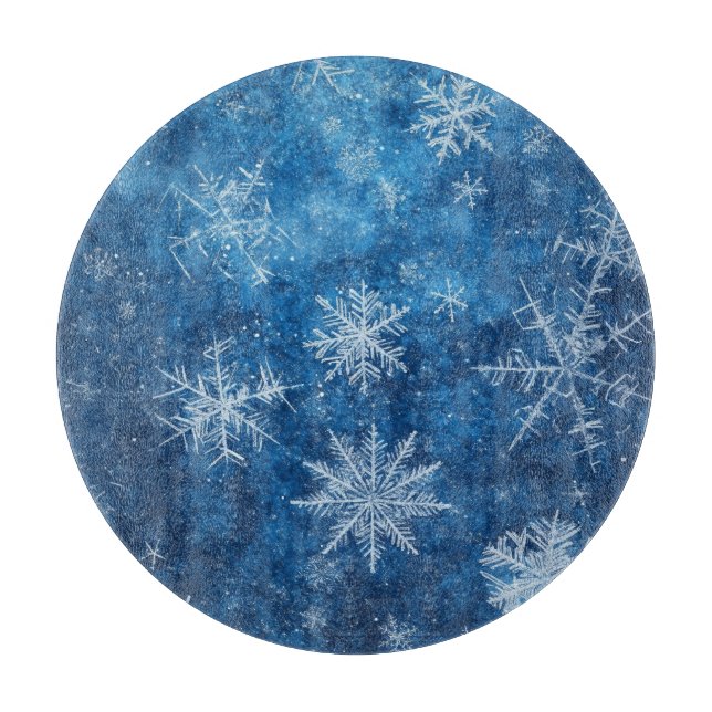 Blue Christmas Snowflake  Cutting Board (Front)