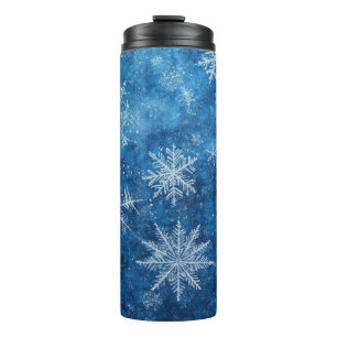 Blue Christmas Snowflake Thermal Tumbler