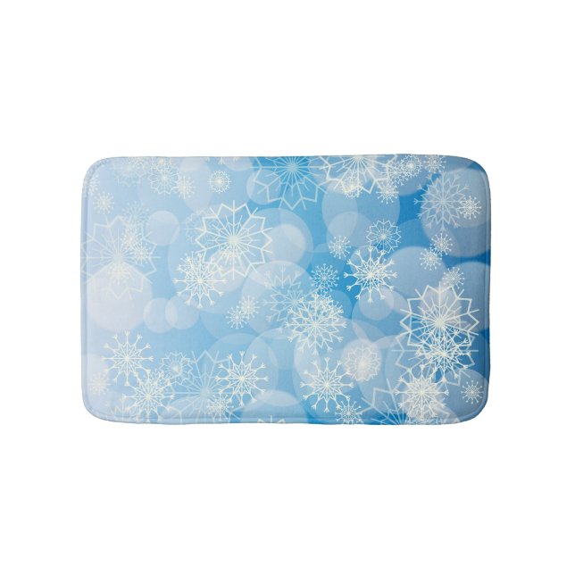 Blue Christmas Snowflakes   Bath Mat (Front)