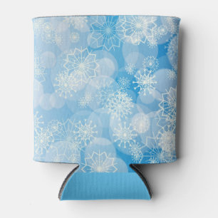 Blue Christmas Snowflakes Can Cooler