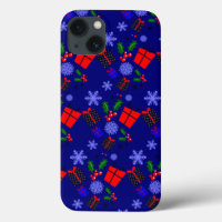 blue christmas snowflakes holly