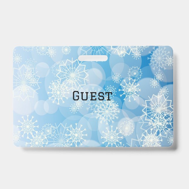 Blue Christmas Snowflakes     ID Badge (Front)