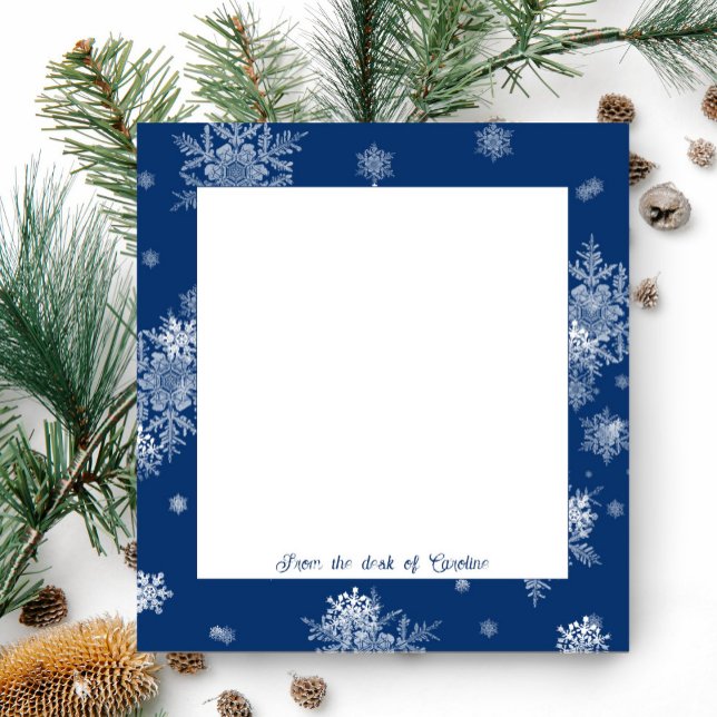 Blue Christmas Snowflakes Notepad (Blue Christmas Snowflakes Personalized Notepad)