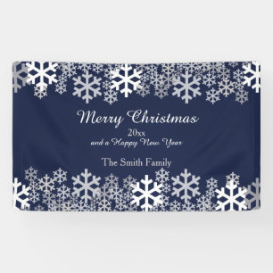 Blue Christmas Snowflakes Pattern Greetings Banner