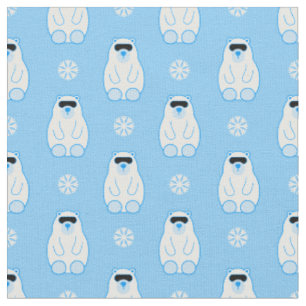 blue christmas snowflakes polar bear fabric