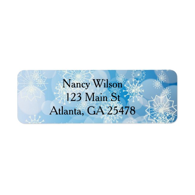 Blue Christmas Snowflakes Return Address Label (Front)