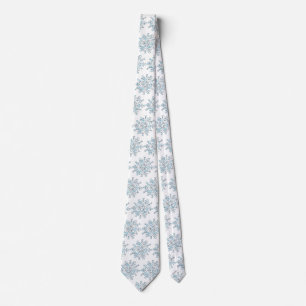 Blue Christmas Snowflakes, Winter Blizzard Pattern Tie