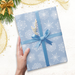 Blue Christmas Snowflakes Winter Holidays Wrapping Paper