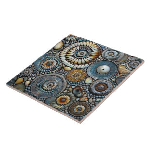 Blue Christmas Spiral Pattern Ceramic Tile