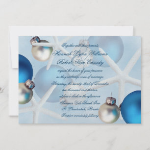Blue Christmas Starfish Beach Wedding Invitation