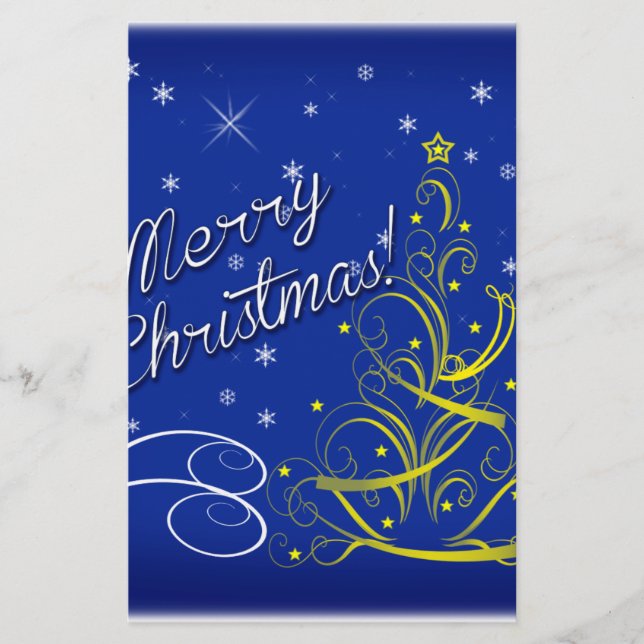 Blue Christmas Stationery (Front)
