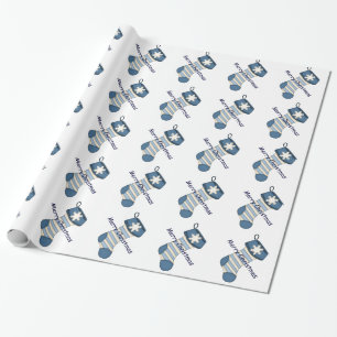 Blue Christmas Stocking/Merry Christmas/Customise Wrapping Paper