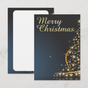 Blue Christmas Theme with golden Christmas Tree Invitation
